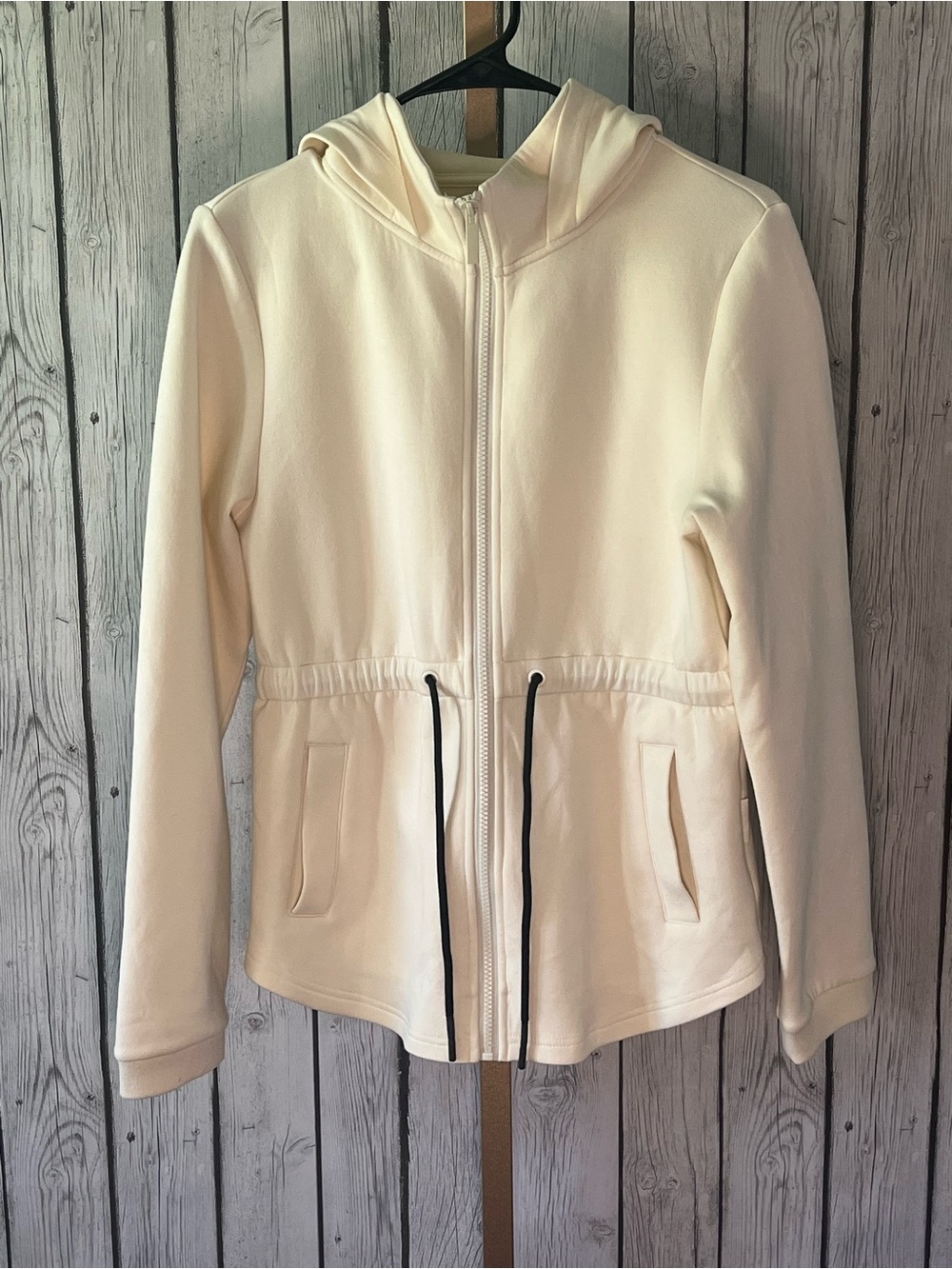 Varley Colby Drawstring Waist Hoodie Pristine Ivory Cream Size Small